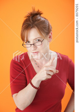 Woman points her finger Woman points her finger 8079201