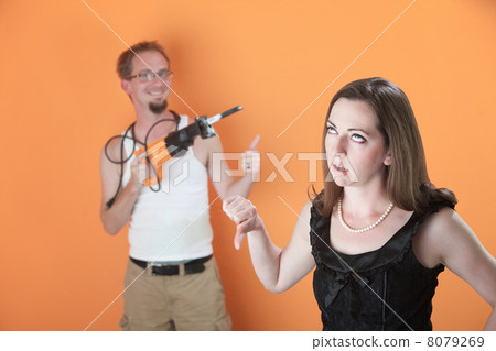 Woman Unhappy with Mans Work Woman Unhappy with Mans Work 8079269