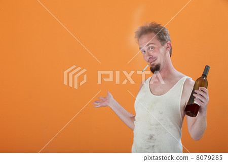 Smiling Man with Bottle and Cigarette Smiling Man with Bottle and Cigarette 8079285