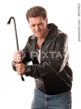 Angry man holding a crowbar 8079403