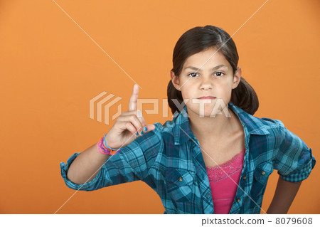 Little Girl Poiting Index Finger 8079608