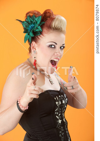 Woman Points Her Fingers Woman Points Her Fingers 8079874