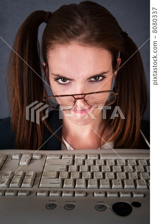 Upset Female Computer Nerd 8080337