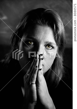 Blonde Woman with Folded Hands Blonde Woman with Folded Hands 8080571
