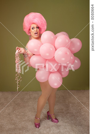 Funny Drag Queen in Pink Balloons 8080664