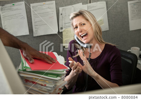 Office Worker Yelling On Phone 8080884
