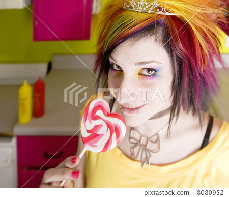 Alternative Girl with a Heart Lollipop 8080952