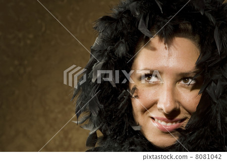Pretty Hispanic Woman Wearing Feathers Pretty Hispanic Woman Wearing Feathers 8081042