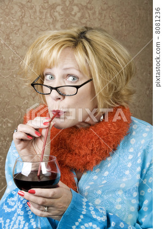 Funny Woman Drinking Wine 8081236