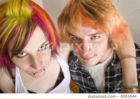 Young Couple with Bright Colored Hair Embrace Young Couple with Bright Colored Hair Embrace 8081644