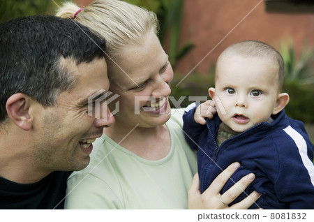 Mixed Hispanic Family with Cute Baby Boy 8081832