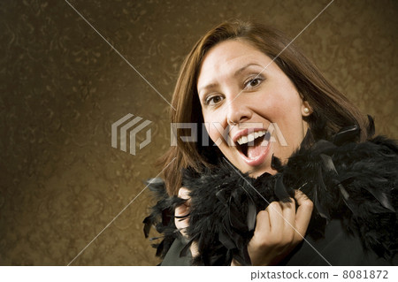 Pretty Hispanic Woman Wearing Feathers Pretty Hispanic Woman Wearing Feathers 8081872