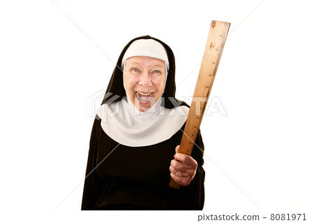 Laughing nun brandishing a ruler 8081971