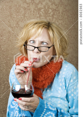 Crazy Woman Drinking Wine 8081983