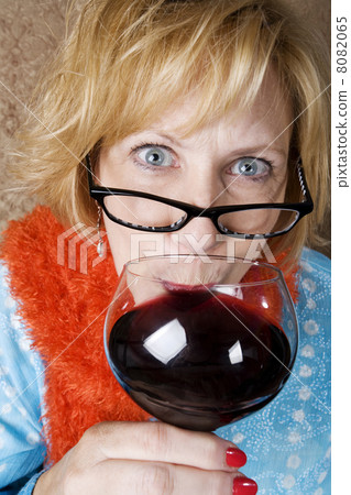 Crazy Woman Drinking Wine 8082065