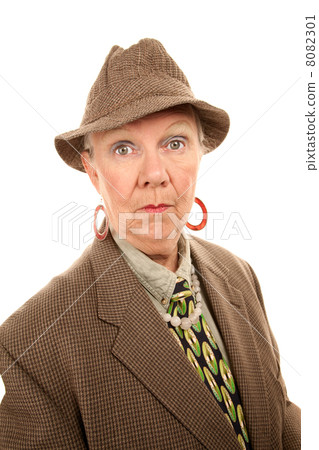 Senior Woman in Mans Clothing 8082301
