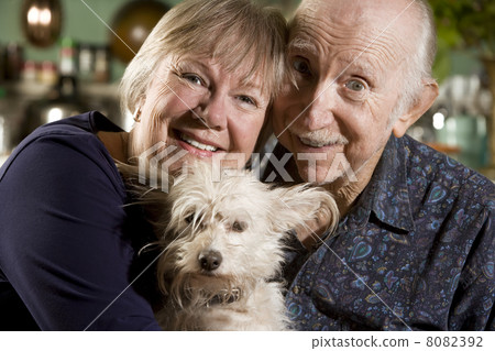 Portrait of Senior Couple with Dog 8082392