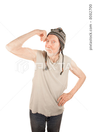 Eccentric Senior Man Flexing His Muscle Eccentric Senior Man Flexing His Muscle 8082700