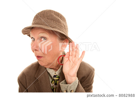 Senior woman in drag listening Senior woman in drag listening 8082988