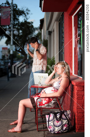 Exhausted pregnant woman 8084208