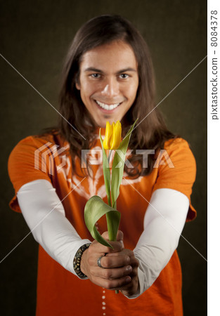 Handsome Man with Yellow Flower Handsome Man with Yellow Flower 8084378