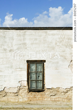 Window on an Abandoned Adobe Building 8085297