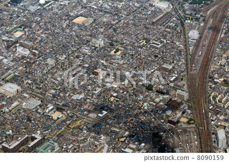 Aerial view of Nishiooji station near Kyoto city 8090159