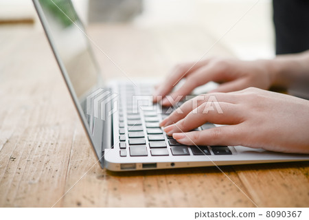 Laptop computer and woman 8090367