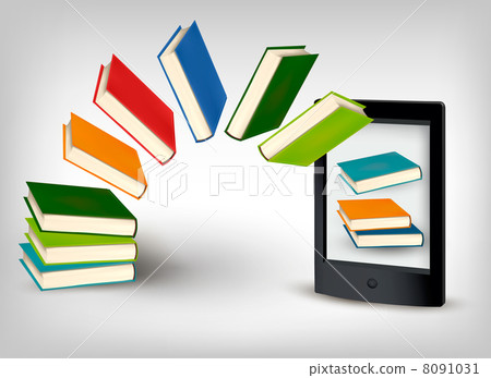 Books flying in a tablet. Vector illustration. Books flying in a tablet. Vector illustration. 8091031