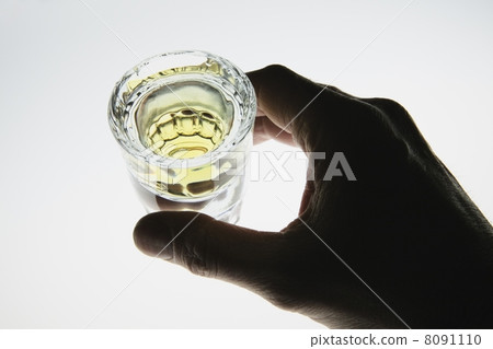 Hand around shot glass of liquor 8091110