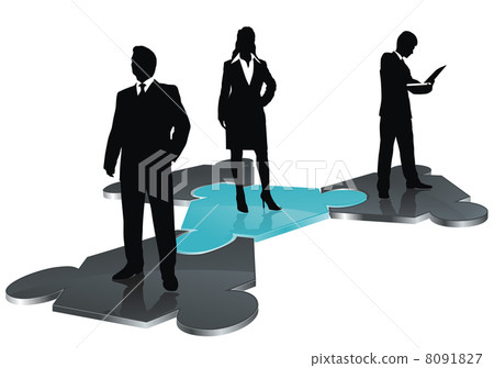 business team on puzzle field business team on puzzle field 8091827