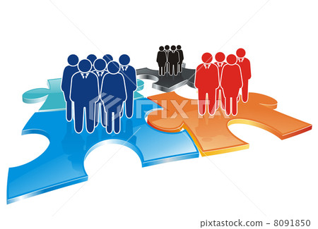 business team on puzzle field business team on puzzle field 8091850
