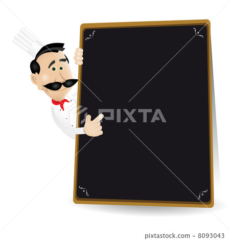 Chef Menu Holding A Blackboard Showing Todays Special Chef Menu Holding A Blackboard Showing Todays Special 8093043