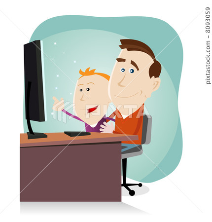 Daddy and son surfing on the net Daddy and son surfing on the net 8093059