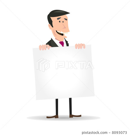 White Businessman Holding A Blank Sign 8093073