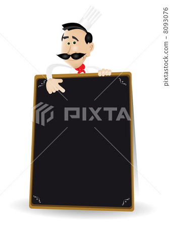 Chef Menu Holding A Blackboard 8093076