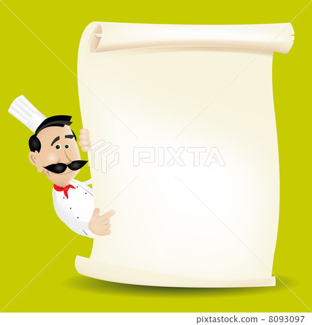 Chef Menu Holding A Parchment Menu 8093097