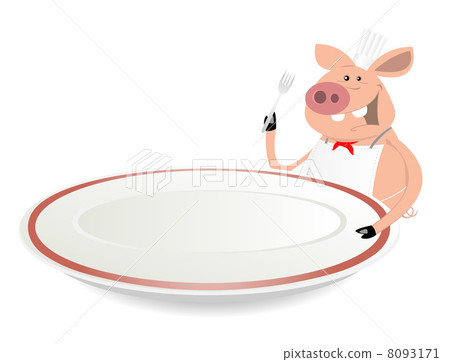 Pig Cook Showing Menu On Dishware - Stock Illustration [8093171] - PIXTA