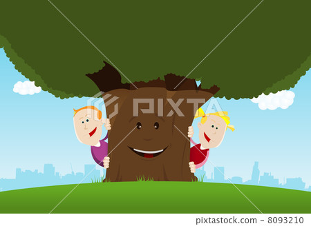 Happy Kids And Friendly Tree 8093210