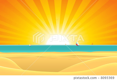 Summer Beach With Sailboat Postcard Background Summer Beach With Sailboat Postcard Background 8093369