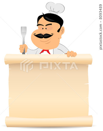 Chef Cook Holding Parchment Menu Chef Cook Holding Parchment Menu 8093489