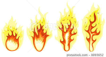 Cartoon Fire And Burning Flames Set 8093652