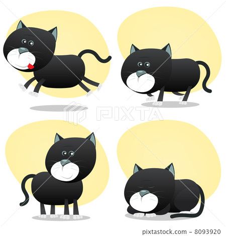Cartoon Black Cat Set 8093920