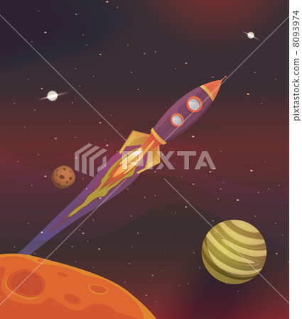 Cartoon Spaceship Flying Into Galaxy Cartoon Spaceship Flying Into Galaxy 8093974