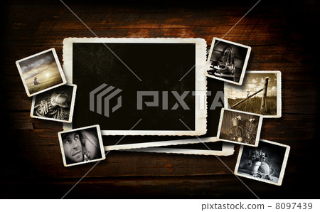 Scrap-booking background on dark wood Scrap-booking background on dark wood 8097439