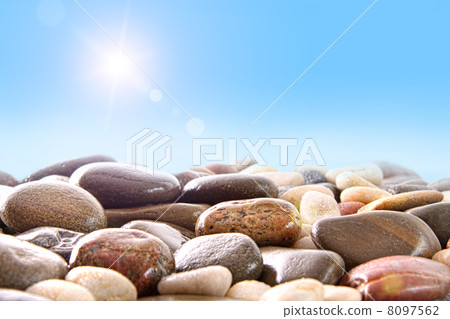 Pile of river rocks on white Pile of river rocks on white 8097562