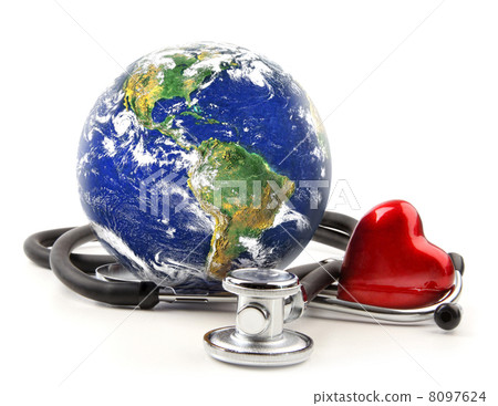 Stethoscope wuth globe on a white 8097624