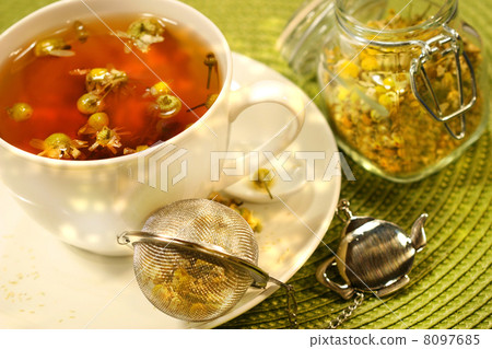 Chamomile tea with white tea cup 8097685