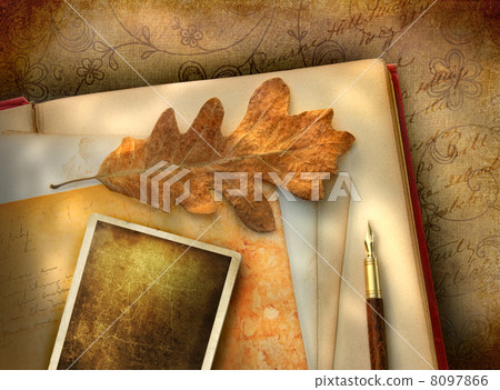 Vintage floral paper with photo 8097866