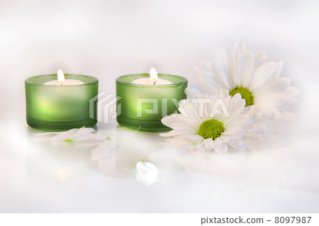 Green candles and daisies Green candles and daisies 8097987